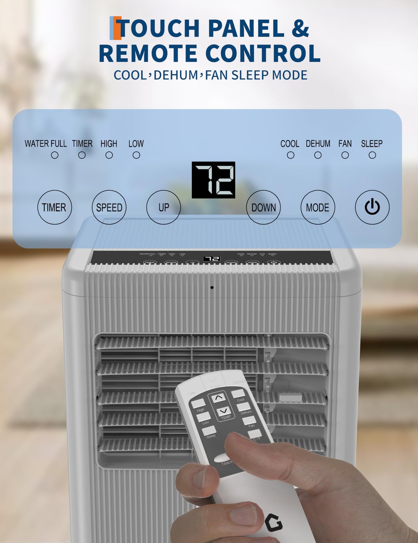 Garveetech 10000 Btu Portable Air Conditioner, Quiet 3-In-1 Cooling Unit For Rooms Up To 450 Sq.Ft, Includes Dehumidifier & Fan