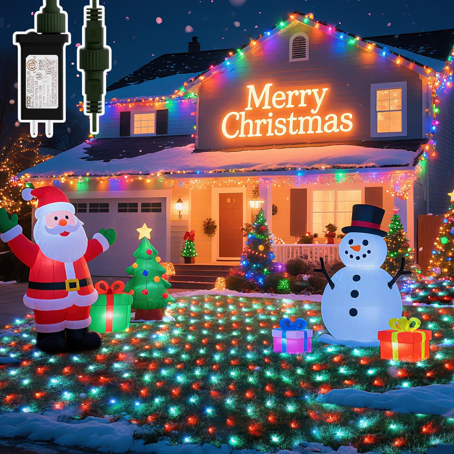 Lithome 14.8Ft X 5Ft Christmas Net Lights Outdoor  300 Led Red White Bush Lights With 8 Modes  Connectable Waterproof Net Mesh Light Dark Green Wire For Bushes Shrubs Outdoor Christmas Holiday Decor