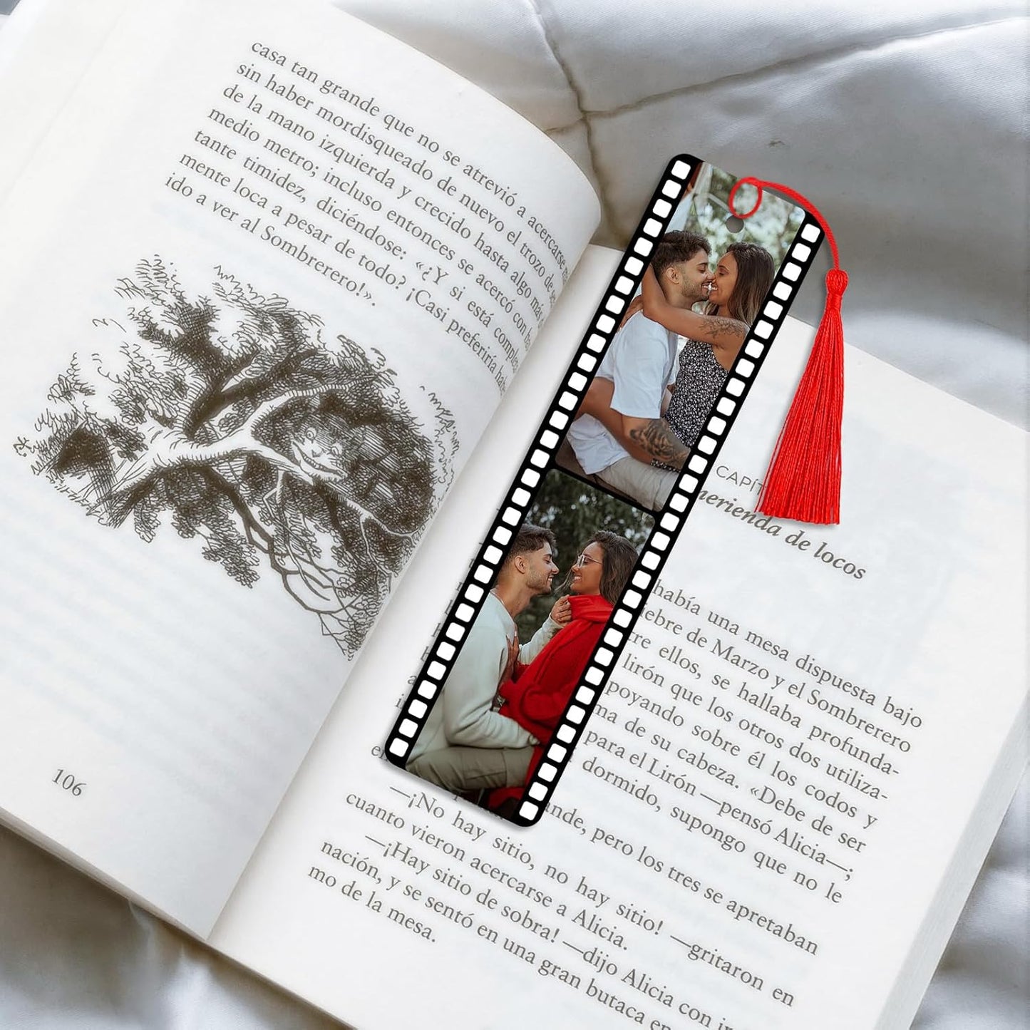 Custom Bookmarks with Tassel and Gift Box Metal Photo Bookmark Personalized with Picture and Text (2 Photos)