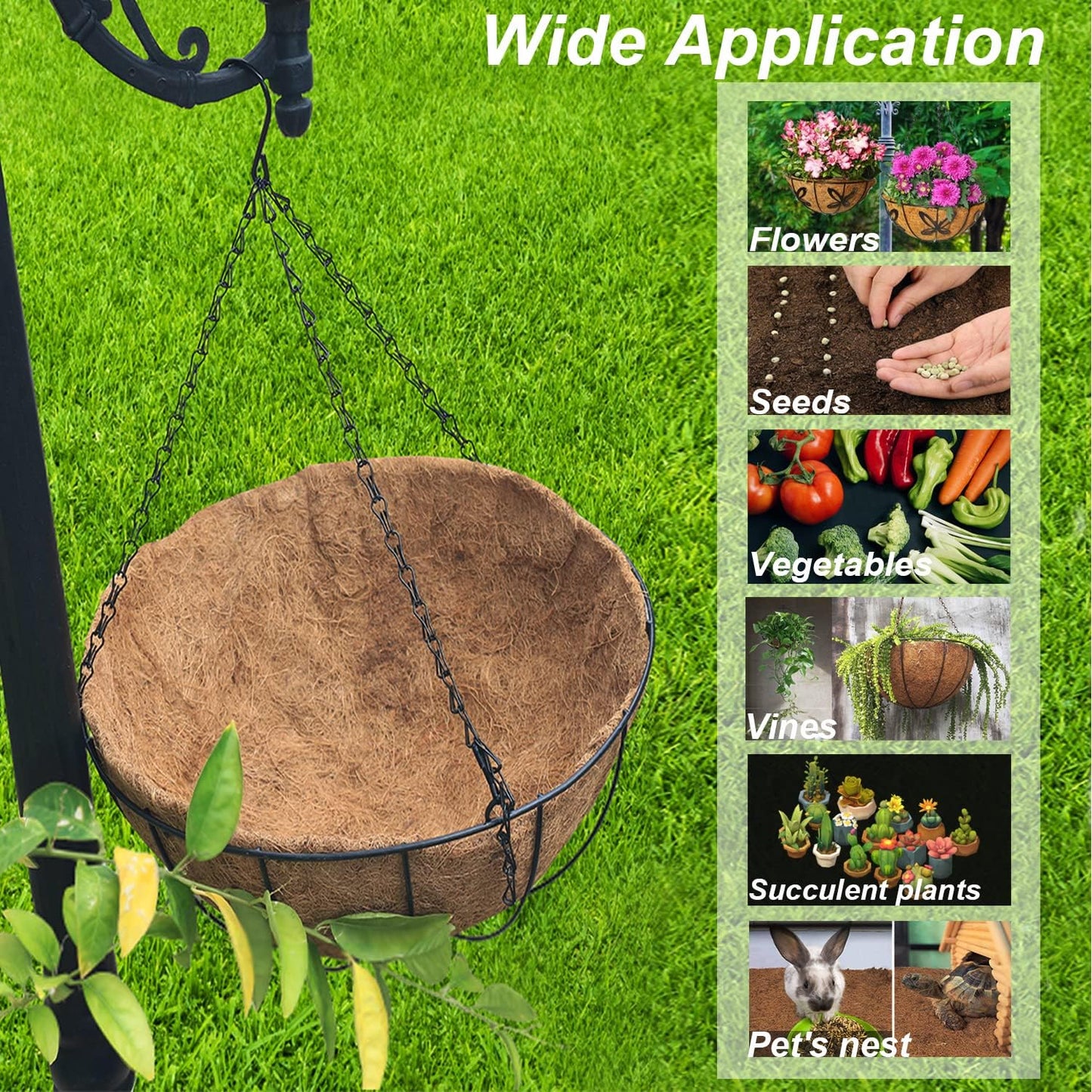EROCK 2Pcs Coco Liners for Planters Hanging Basket, Round 8/10/12/14/16 inch Thick Coconut Coir Coco Fiber Liners for Planters Garden Patio Porch Window Plants Flowers Pot Indoor Outdoor (14 inch)