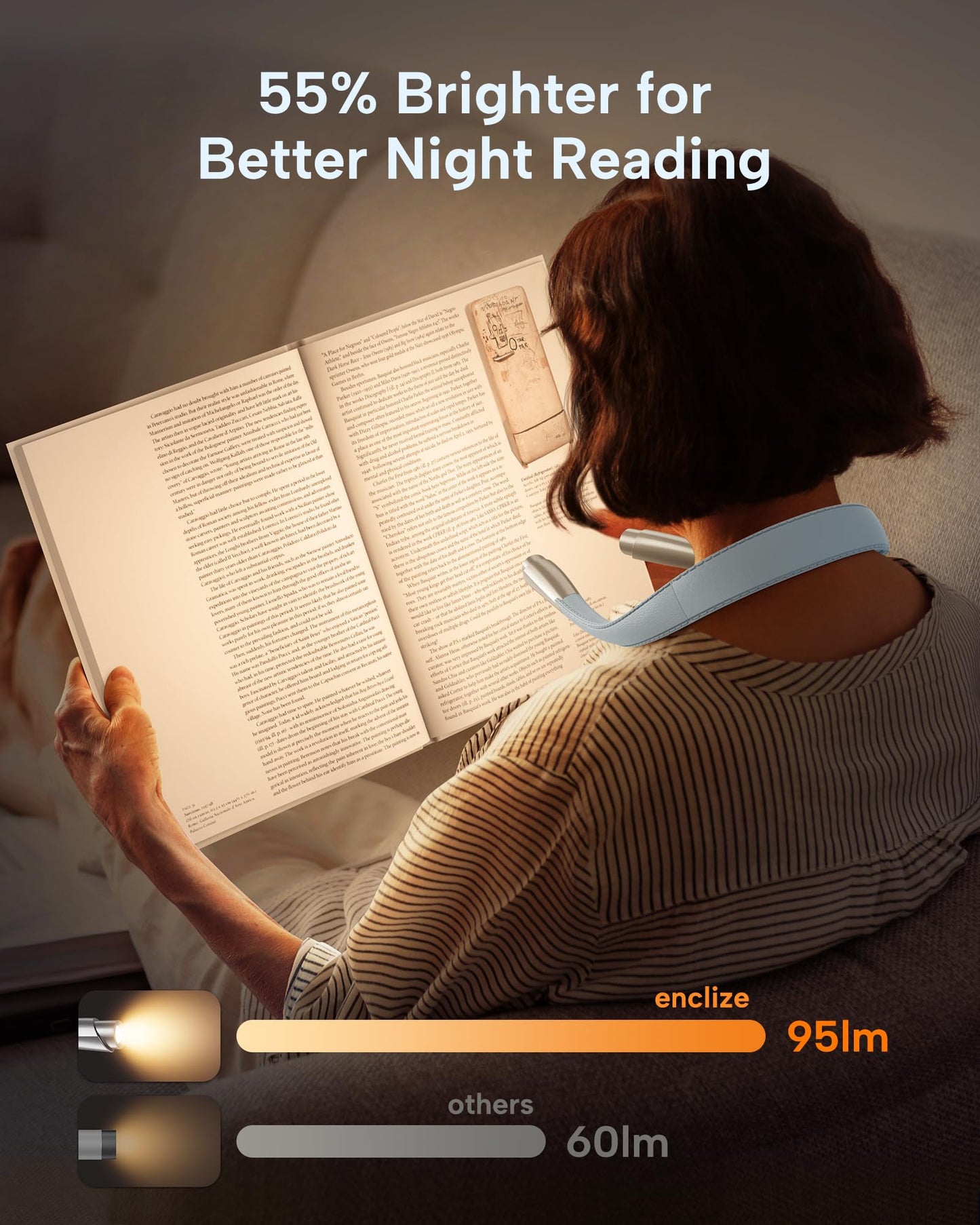 enclize LED Neck Reading Light, 9 Brightness Levels, Lightweight, Light Blue, Model SE-Es04