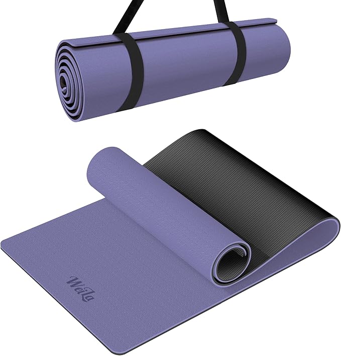 Non-slip TPE Yoga Mat for Women & Men,72"x24" Double-Sided Workout Mat for Home Gym Pilates Fitness,1/4 Inch Packable Ligh...
