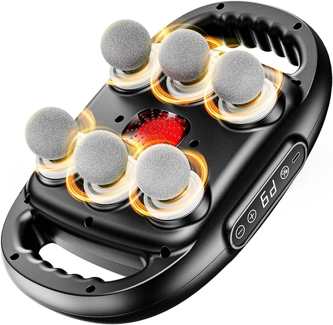 6-Head Massage Gun, Deep Tissue Back Massager with 9 Adjustable Intensities & 9 Modes, Electric Percussion Massager, Gun T...