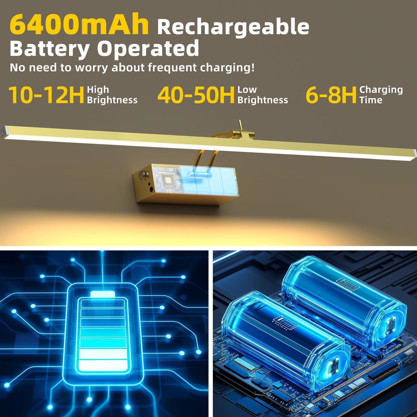 4 Pack Picture Lights For Wall  23In Art Lighting For discomfort-reducingtings Cordless  6400Mah Rechargeable Battery Operated Picture Light With Remote Dimmable And Timer For Artwork  Gallery  Display  Gold