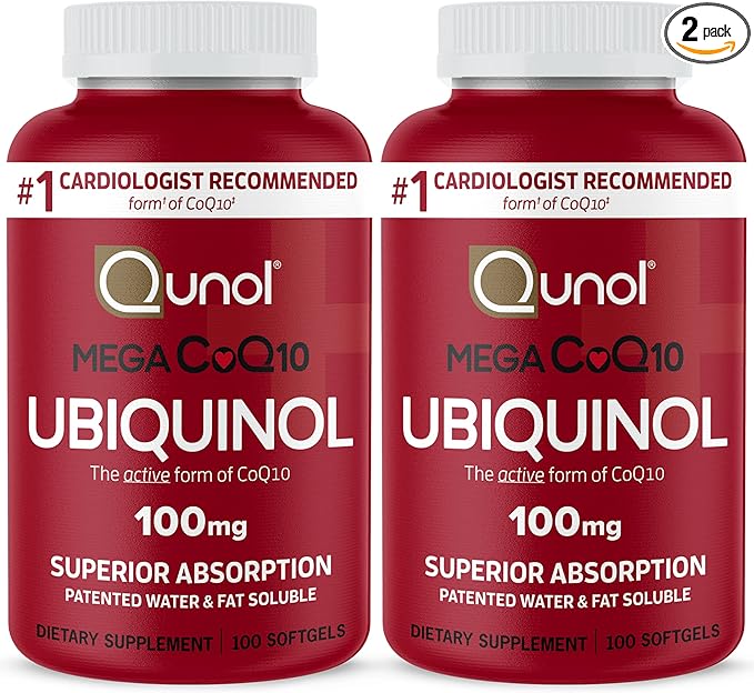 Qunol Mega Ubiquinol CoQ10 100mg Softgels- Superior Absorption - Active form of Coenzyme Q10 for Heart Health - 100 Count (Pack of 2)