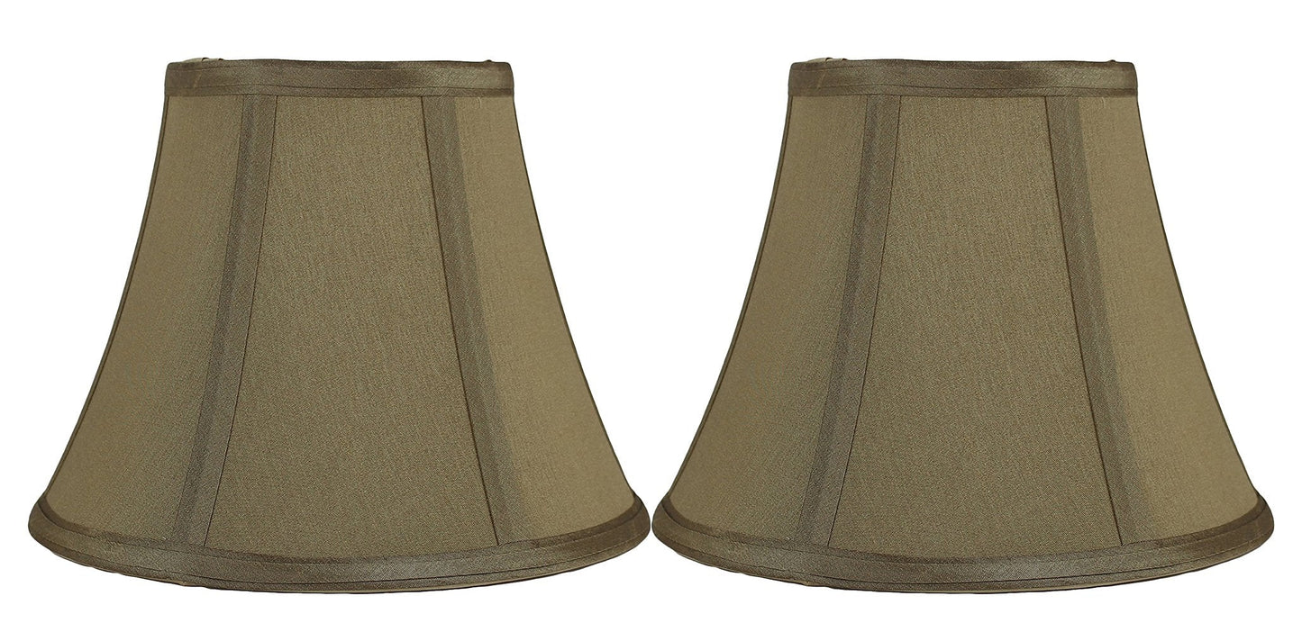 Urbanest Softback Bell Lampshades, Faux Silk, Set of 2, 5inx9inx7in, Taupe, Spider-fitter