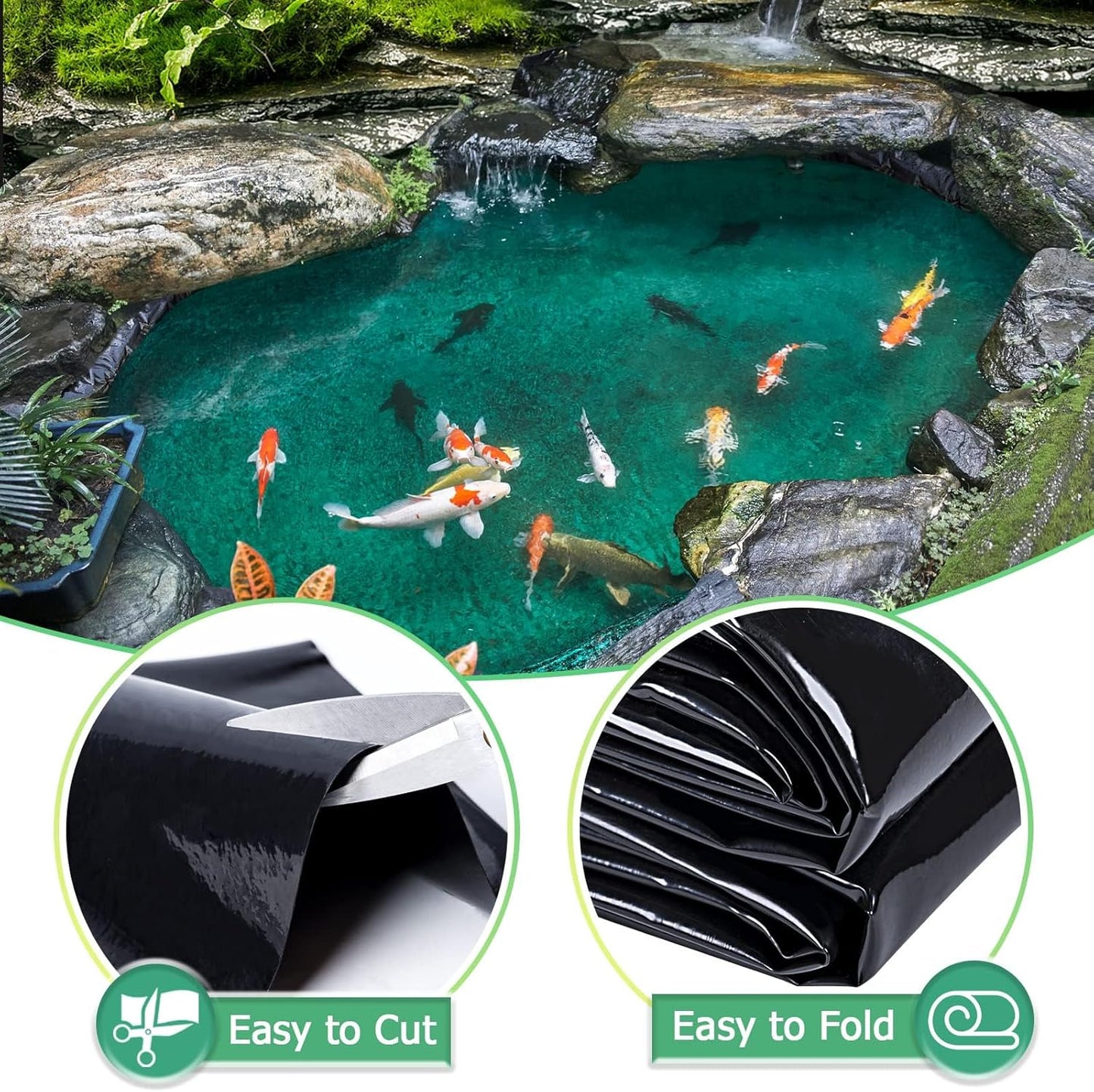 MYFAMIREA 4 FT x 7 FT Pond Liner, 20 Mil HDPE Pond Liner, Sun Resistant Preformed Easy Cutting Pond Liner Underlayment for Fish Koi Ponds, Garden Fountain, Waterfall Fish Pond