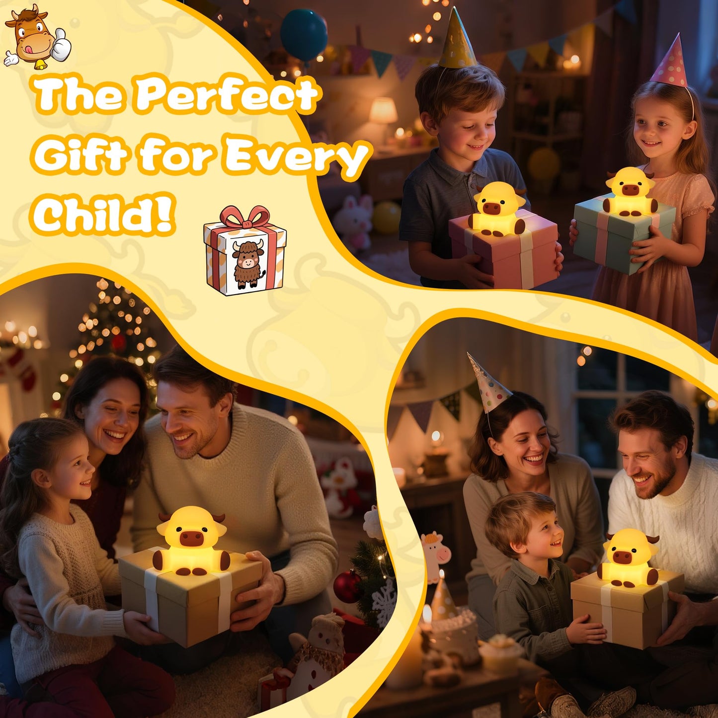 Okiyid Highland Cow Lamp  Dimmable Silicone Touch Night Light  Soft Glow Bedside Lamp For Bedroom Or Desk Decor  Highland Cow Gifts  Usb Powered With Gentle Illumination