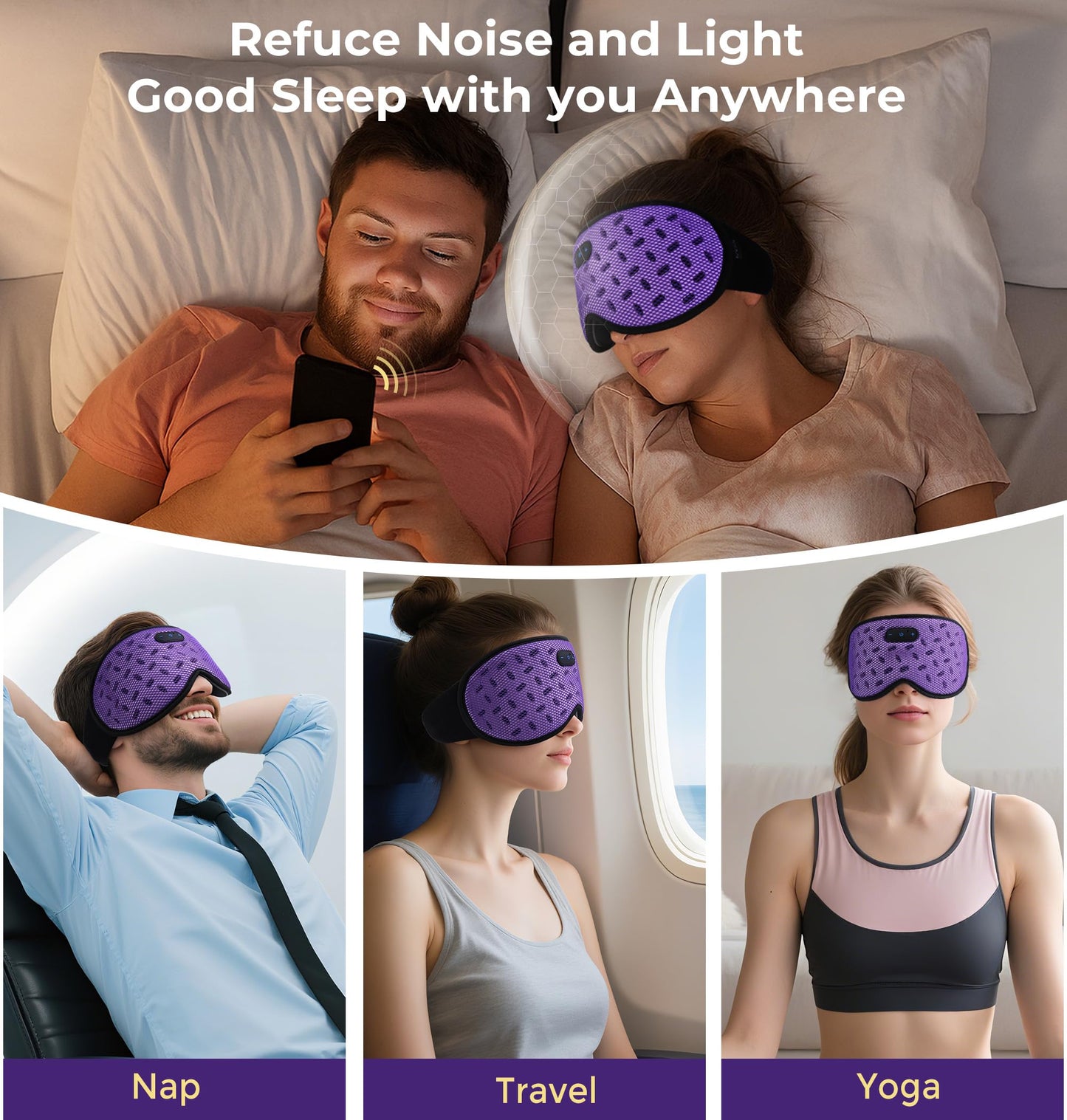 Sleep Mask Headphones with Bluetooth 5.4, LC-dolida Wireless Music Eye Mask for Sleeping Headphones Detachable 3D Eye Cups Cooling Breathable Bluetooth Eye Mask for Side Sleepers