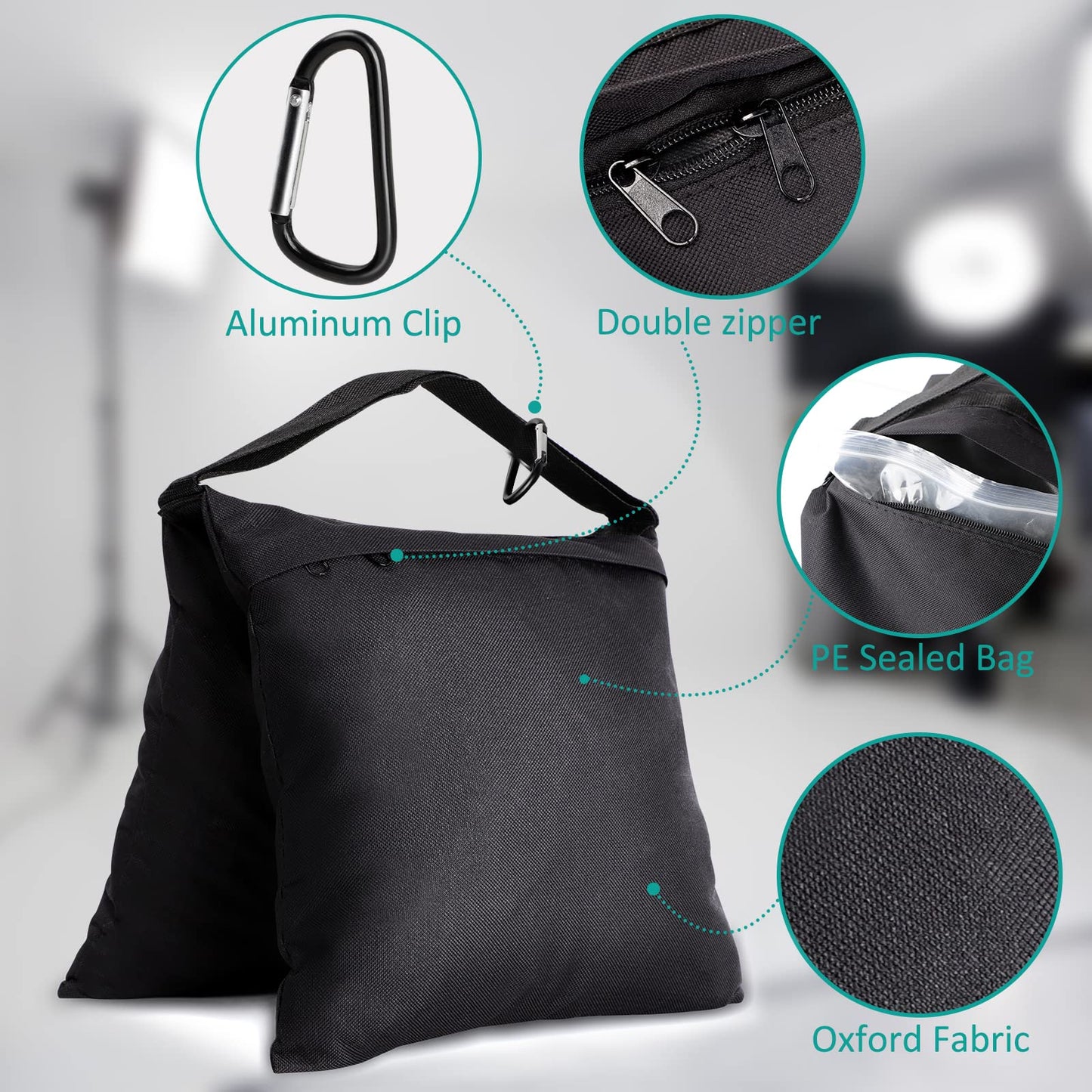 Aimosen 4 Packs Sandbags Weight Bags For Light Stand Photography Video Equipment, Heavy Duty Saddlebag For Backdrop Stand, Photo