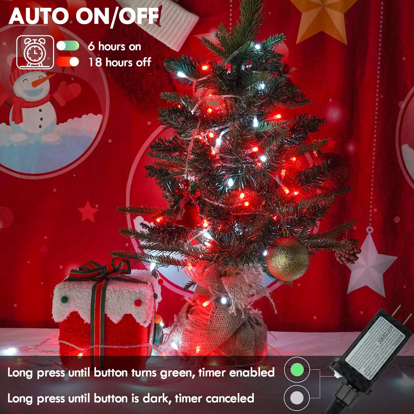 88Ft 240Led Extra-Long Connectable String Lights Indoor Outdoor Clear Wire  Red&White Christmas String Lights  Plug In Twinkle Fairy Light With Timer For Wedding Patio Tree Yard Christmas Decorations