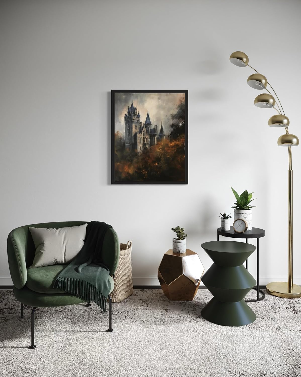 Old Castle Poster Art Print, Halloween Scary Vintage Wall Art Academia Spooky Painting Decoration for Horror Prints, Gothic Posters Bedroom Decor 89 (Old Castle, 16 x 20 inches, Unframed)