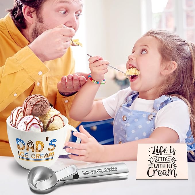 Christmas Dad Gifts, Gifts for Dad from Daughter Birthday, Dad's Ice Cream Bowl Scoop Shovel Spoon Set, Daddy Ice Cream Gift from Son Daughter, Ideal Xmas Birthday Father's Day Gift for Him