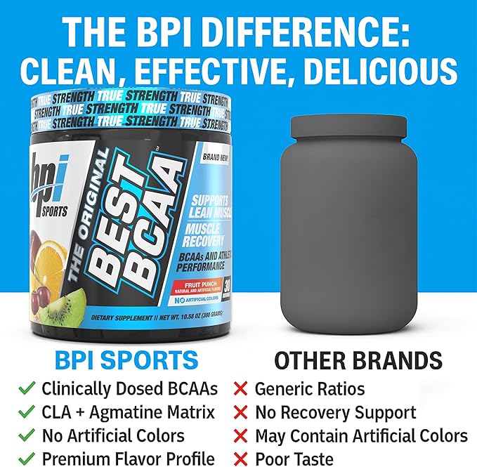 BPI Sports Best BCAA - Building Blocks of Protein and Muscle - Post-Workout Recovery - Weight Loss Support - Fruit Punch, 30 Servings, 300 grams