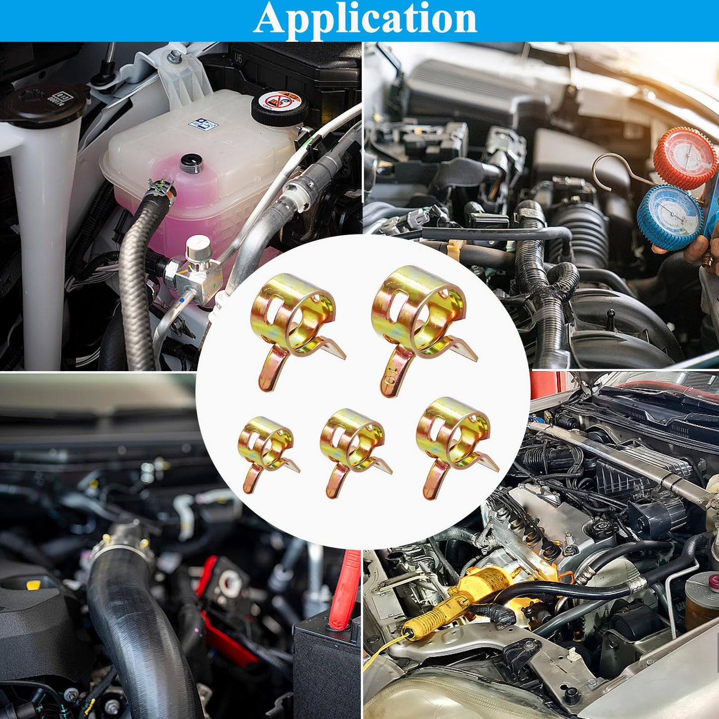 Sunxeke 150Pcs Spring Band Hose Clamps Assortment Kit,5 Sizes Fuel Line Hose Clamps,Low Pressure Air Clip Strap Clamp for Silicone Vacuum Hose Clamp Fuel Line Clamps (6mm 7mm 8mm 9mm 10mm)