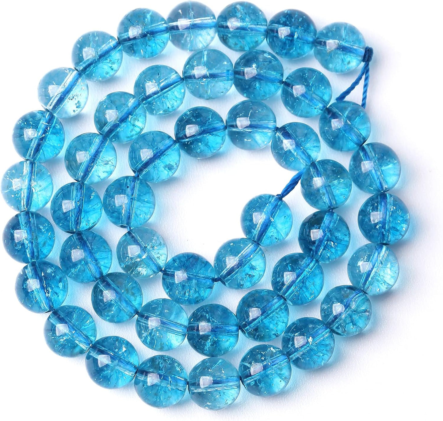8mm 46pcs Blue Topaz Crystal Quartz Natural Stone Round Loose Beads for Jewelry Making DIY Bracelet Necklace Earrings