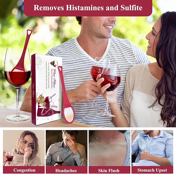 Clerona Wine Wine Filters, the Wine Purifier, Sulfite and Histamines Remover - Naturally Eliminate Allergies & Sensitivities (Pack of 8)
