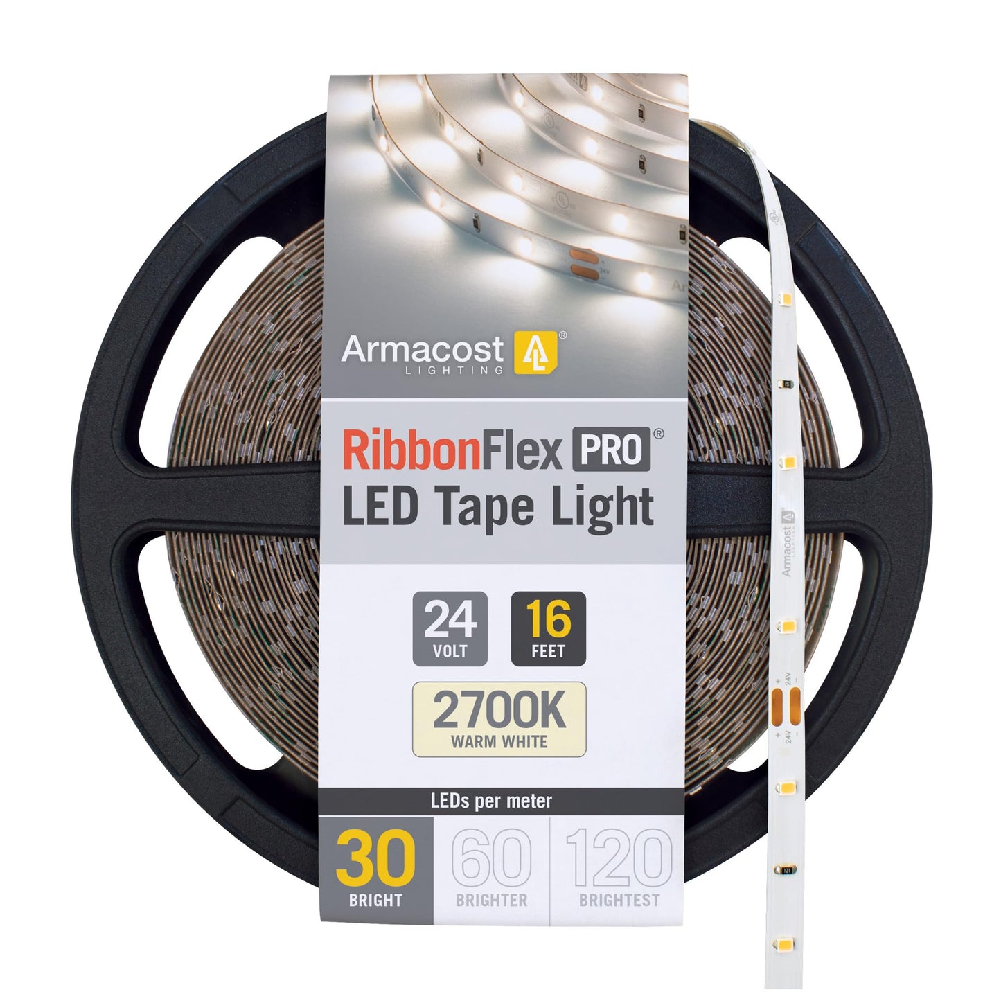 Armacost Lighting Ribbonflex Pro 24V White Led Strip Lights 30 Led/M  2700K  16.4 Ft 134230