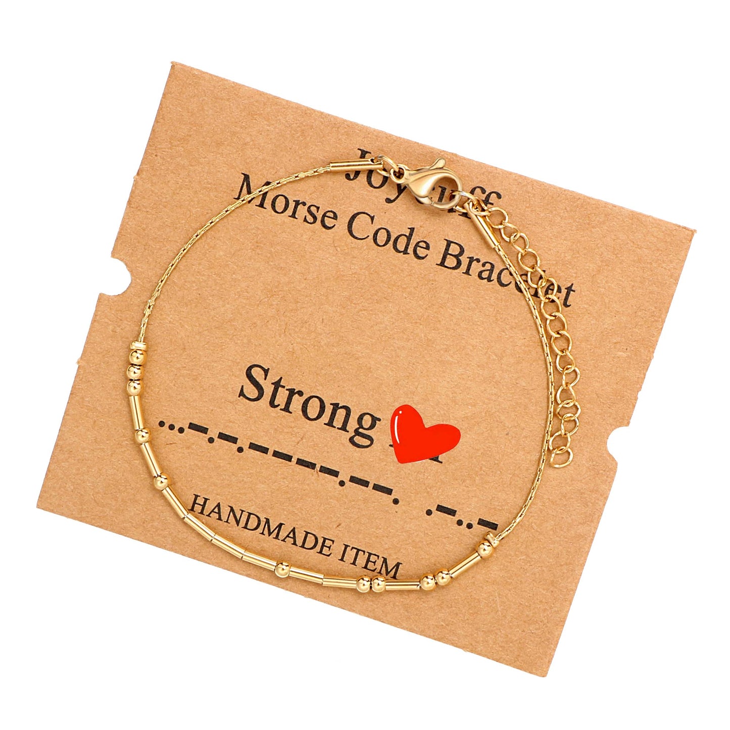 JoycuFF Inspirational Morse Code Bracelets Strong Courage Birthday Mother 's Day Gifts for Best Friend Mom Sister Daughter Gold