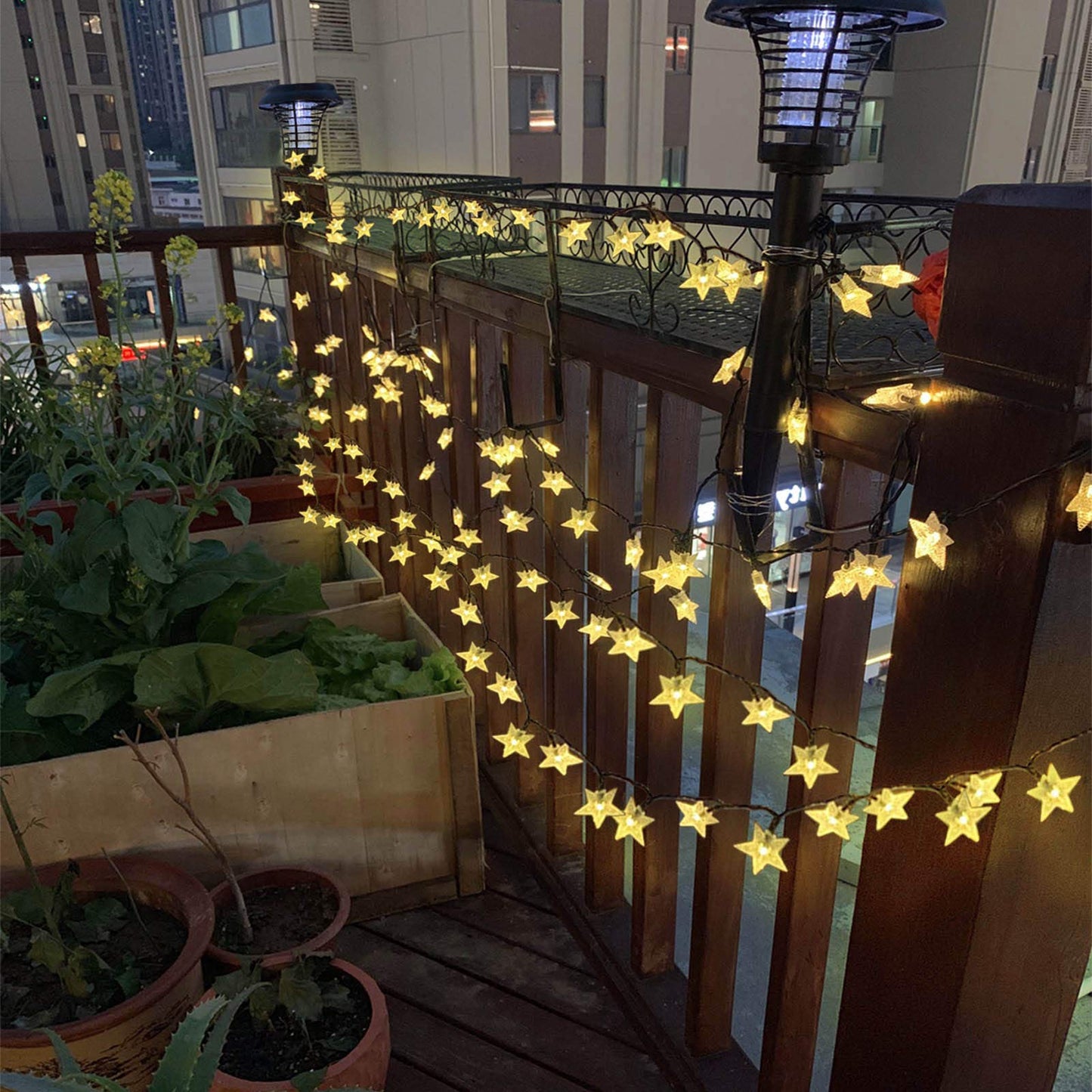 Abkshine Solar Fairy Lights, 50ft, 120 LEDs, Waterproof, Warm White, Outdoor Decorative Lighting for Patio, Garden, and Porch