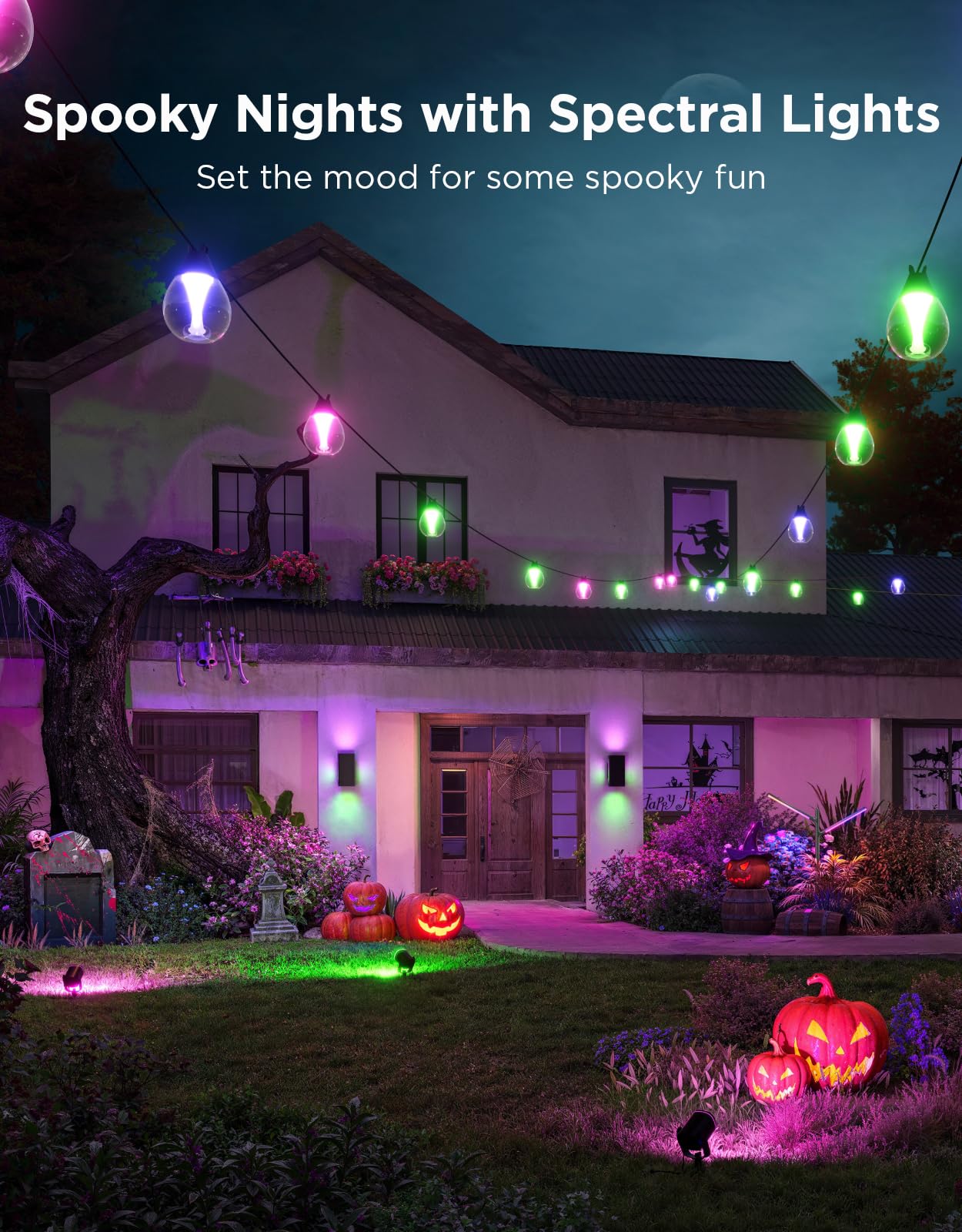 Govee Outdoor Clear Bulb String Lights, 48ft RGBWIC Outdoor Lights with 15 Dimmable Warm White LED Bulbs, 111 Scene Modes for Patio, Backyard, IP67 Waterproof, Works with Alexa, Google & Matter