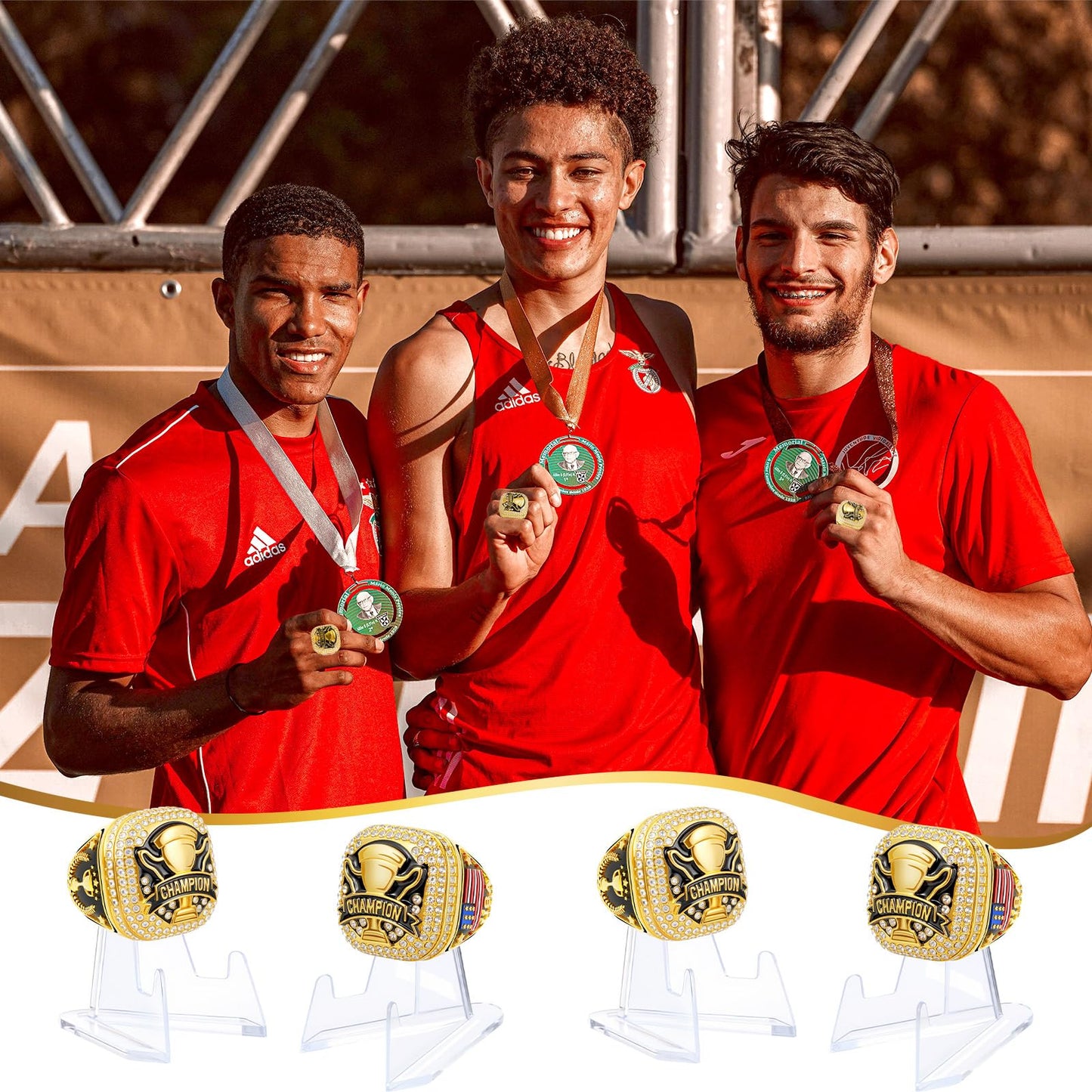 Misdary Trophy Championship Rings with Holder Most Valuable Player Greatest of All Time Gold Ring Award Gift Sports Team Prize f