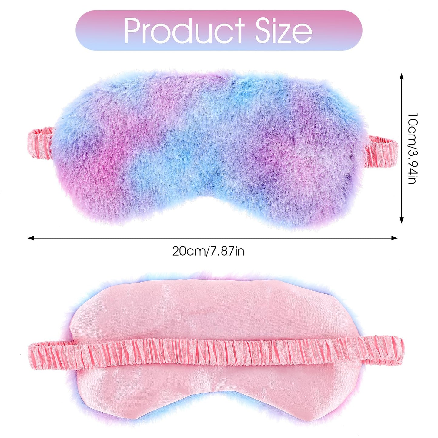 2 Pack Plush Sleeping Eye Mask Soft Plush Eye Mask Fuffy Eye Cover Comfortable Sleep Mask Blindfold Rainbow Faux Fur Eye Shade for Women, Men and Kids Travel Nap Sleeping