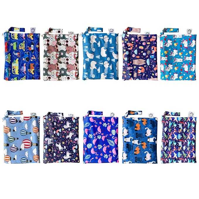Flockthree Waterproof Baby Changing Pad with Storage Bag (43.3" X 28.7") Washable Wipeable Reusable Leak Proof Diaper Travel Mat Station Changing Mattress Liner Cribs Bed Cover, Unicorns
