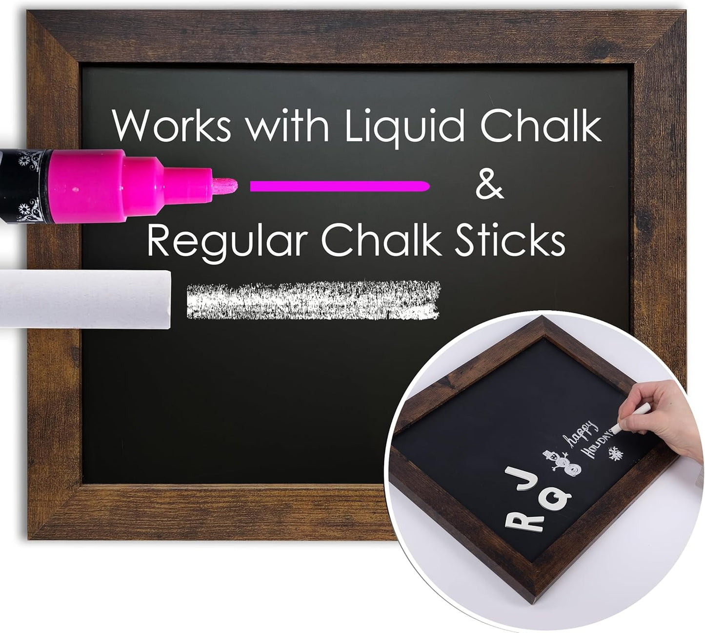 Loddie Doddie Magnetic Chalkboard for Wall - 11 x 14 in Rustic Frame - Easy-to-Erase & Stain-Resistant Chalkboard Calendar & Magnet Board