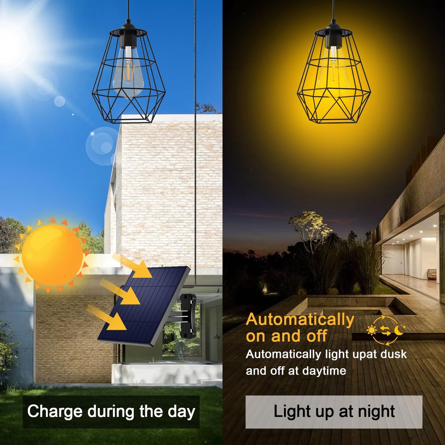 Ousam Led Solar Chandelier - Waterproof Outdoor Lantern With 16Ft Cord, Remote Control, Dusk To Dawn Timer, Lantern Plus