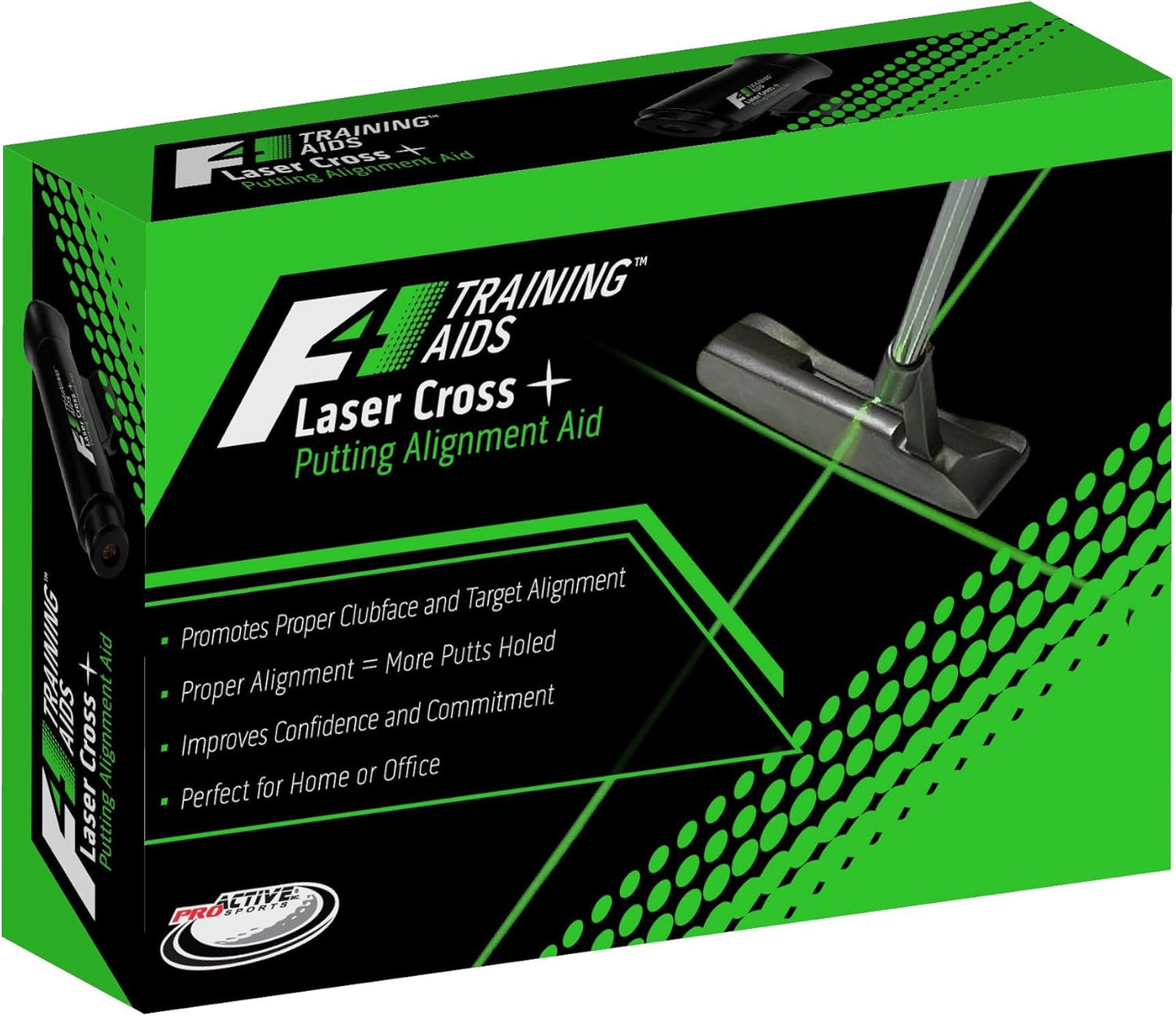 ProActive Sports | F4 Laser Cross Golf Putting Alignment Training Aid | Attaches to Putter Shaft for Proper Clubface and Target Alignment | Golf Swing Trainer for Perfect Putting Practice