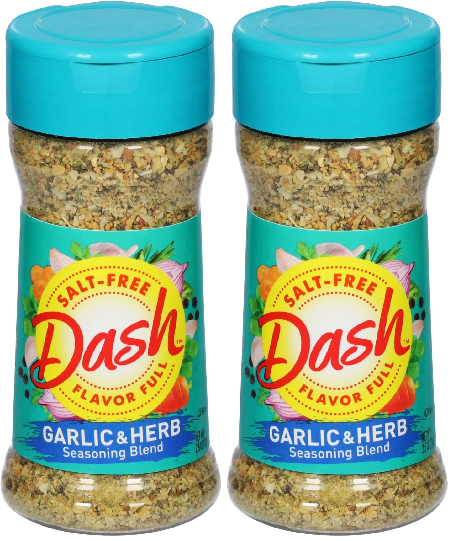 Dash Salt-Free Seasoning Blend, Garlic & Herb, 2.5 Ounce (Pack of 2)
