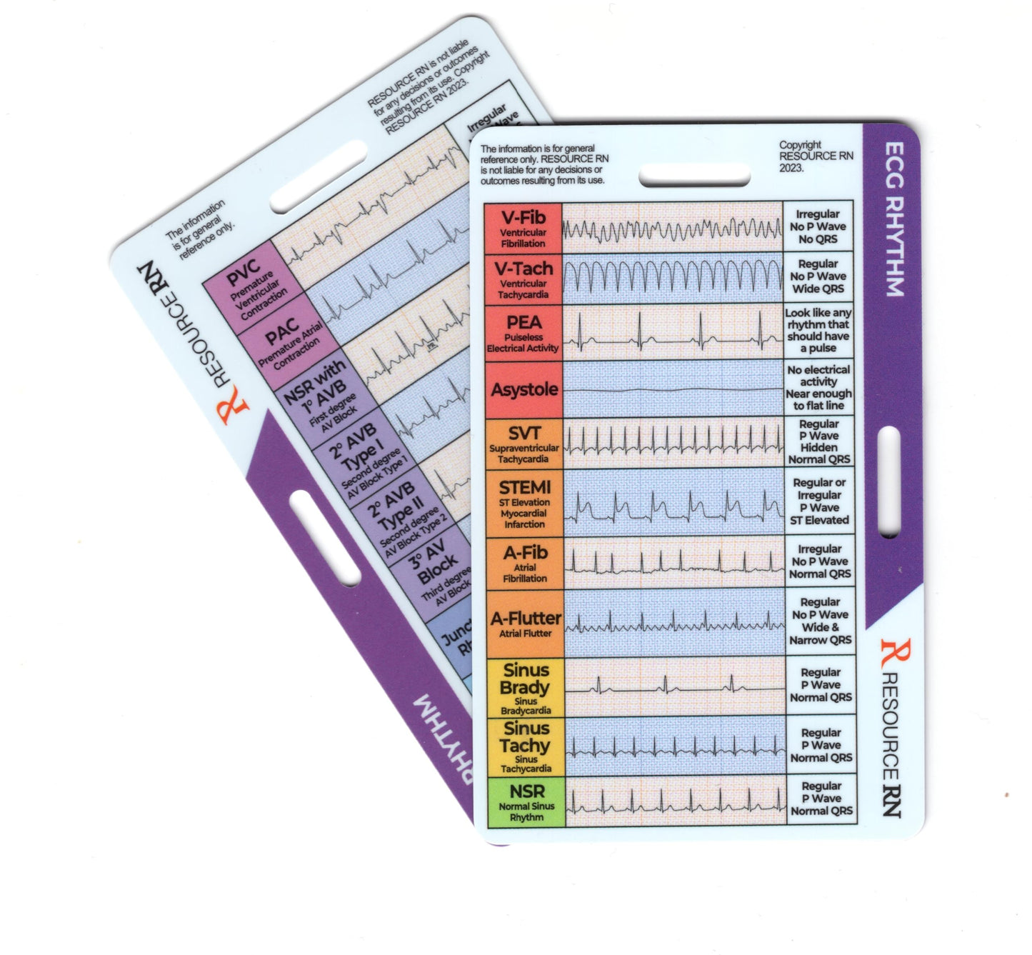EKG Rhythm Interpretation Badge Card – Quick Reference Guide for ECG/EKG Rhythms – Dual-Sided, Horizontal & Vertical Layout – Pocket-Sized Cheat Sheet for Nurses, Paramedics & Medical Students