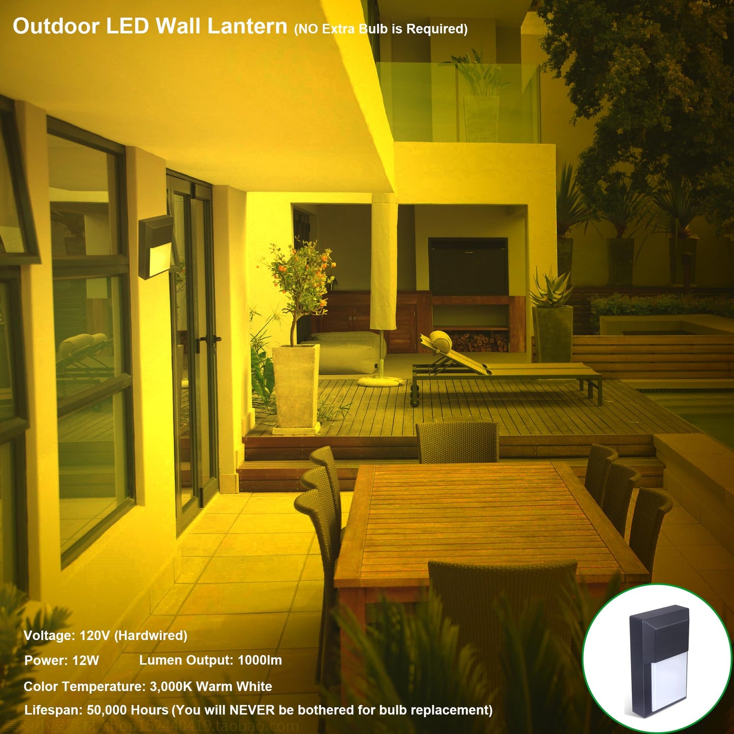 Lit-Path Outdoor Led Wall Lantern  Wall Sconce Lights Porch Lighting Fixture  12W 1000 Lumens  Aluminum Housing Plus Pc  3000K Black Finish  1-Pack