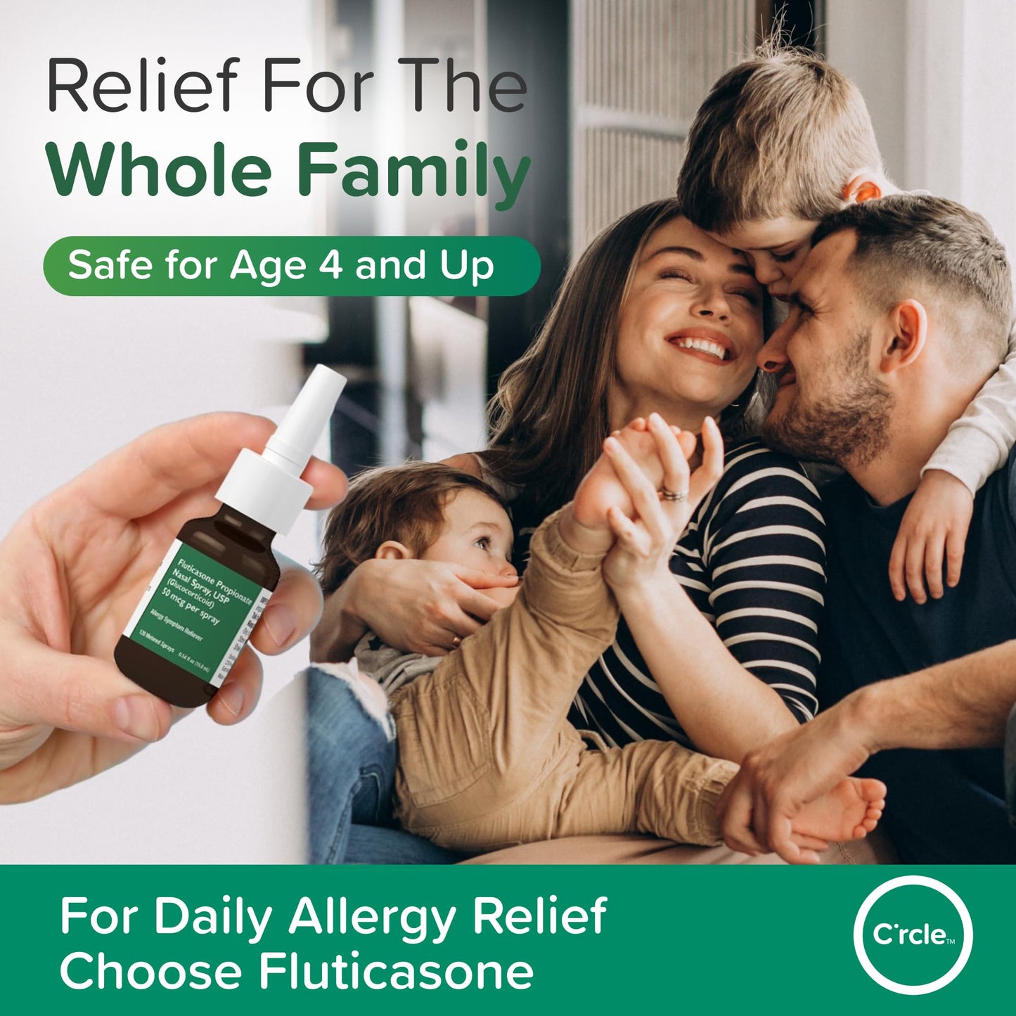 Fluticasone Nasal Spray Allergy Relief - 24 Hour Non Drowsy Allergy Nasal - Nose Spray Relief for Sinus Allergies - Prescription Strength Fluticasone Propionate 50mcg - 3 Month Supply