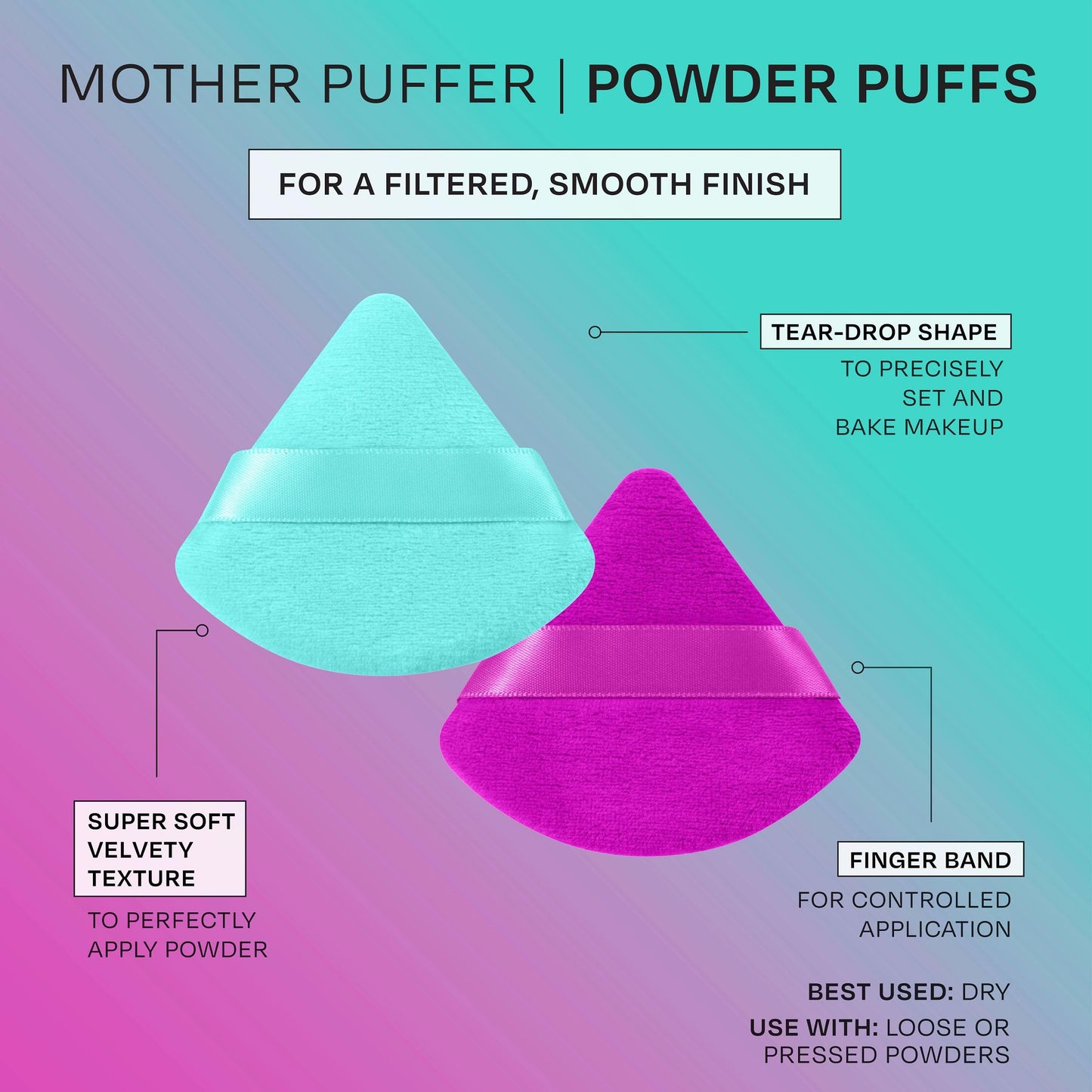 Freeman Puffs N' Stuff Powder Puffs + Liquid Sponges 8 Count Set, Makeup Blending Sponges For Liquid & Cream Foundation & Concea