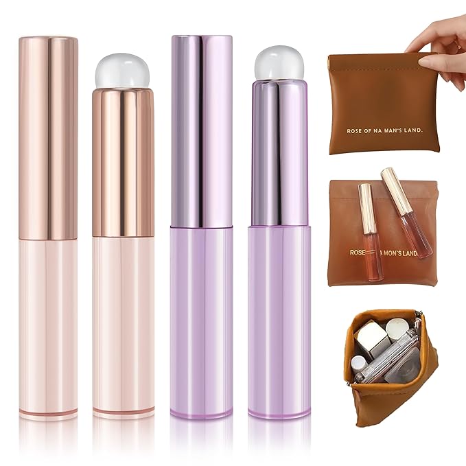 4pcs Silicone Lip Brush, Suitable for Even Application of Lipstick Lip Balm Lip Gloss, Soft Silicone Material, Hygienic, Convenient and Easy to Clean, Enhances Lip Care