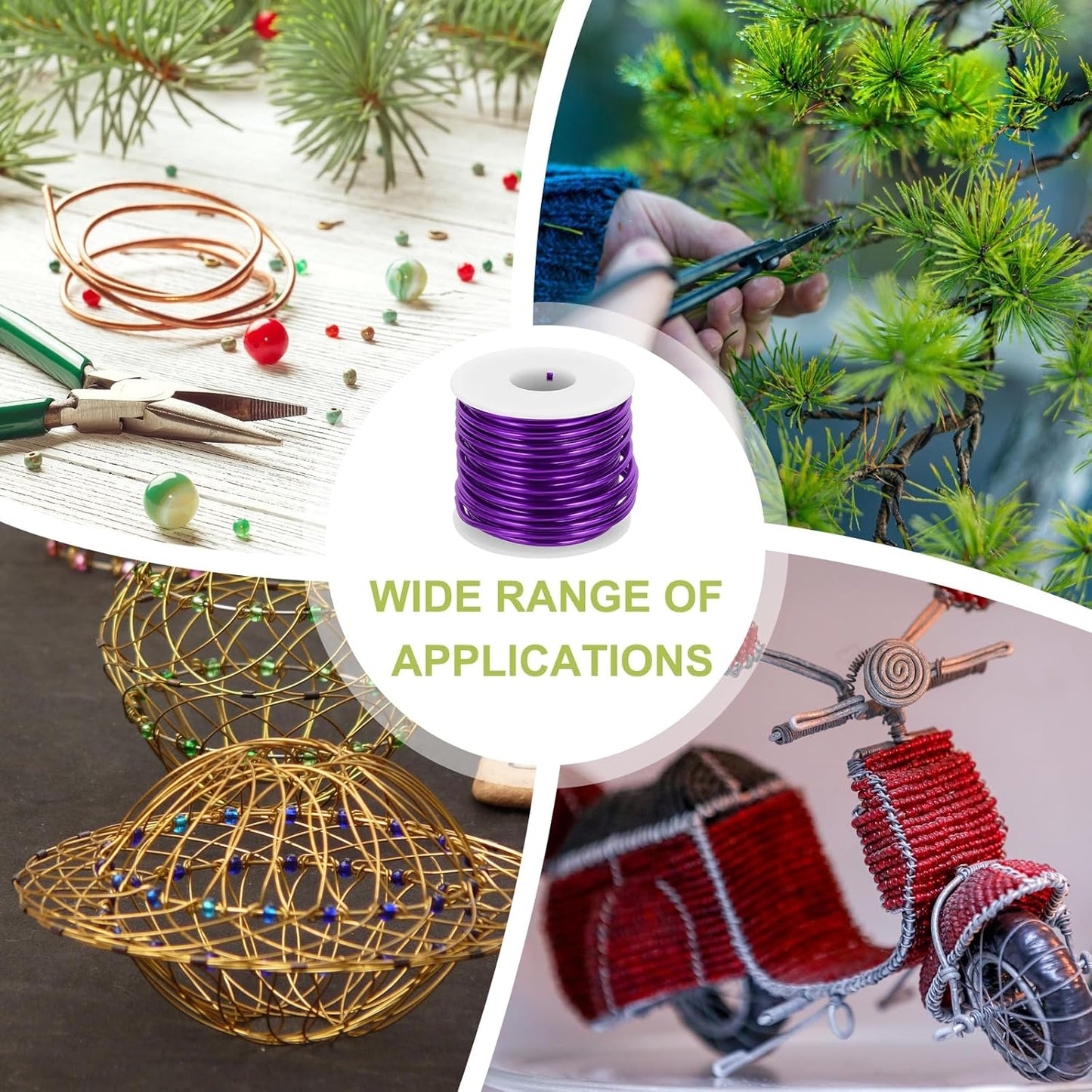 MECCANIXITY 9 Gauge Anodized Aluminum Craft Wire Bendable Bonsai Training Wire 56 Feet 3mm for Sculpting Crafts Wreath Floral Beading Jewelry Making, Purple
