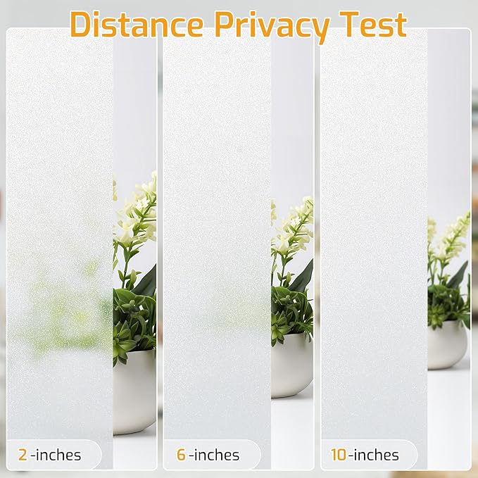 LUTE Window Privacy Film, Frosted Glass Window Film, Static Cling Heat Control Frosting Glass Sticker Removable, Non-Adhesive Opaque Covering for Bathroom Home Office Door (White, 23.6" x 118.1")
