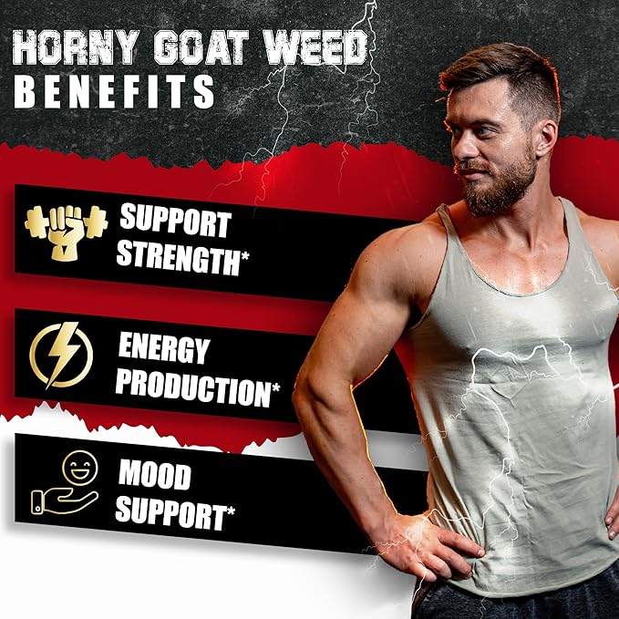 BMVINVOL Horny Goat Weed Capsules with Tribulus, Ginseng, Ashwagandha, Maca, Tongkat Ali, Nettle, Black Pepper - 60 Count