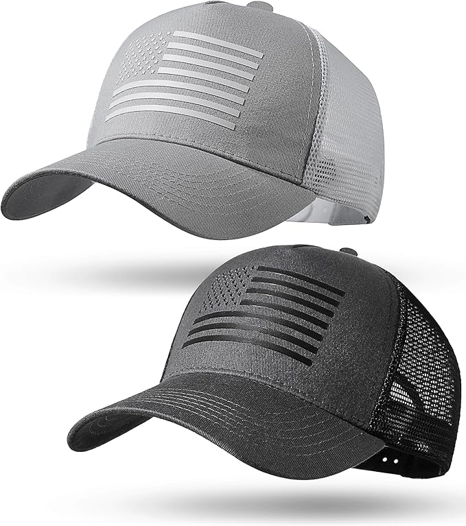 American Flag Trucker Hat Baseball Cap Snapback Fitted Hats for Men Women Snap Closure Design Breathable Mesh Side Durable