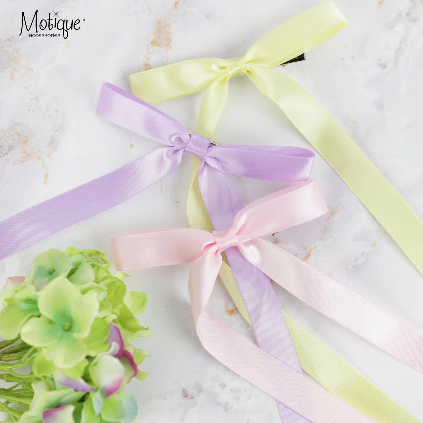 2PCS Silky Satin Hair Bows Hair Clip Ribbon Accessories Ponytail Holder Hair Bow for Women Girls Teens (Lavender)
