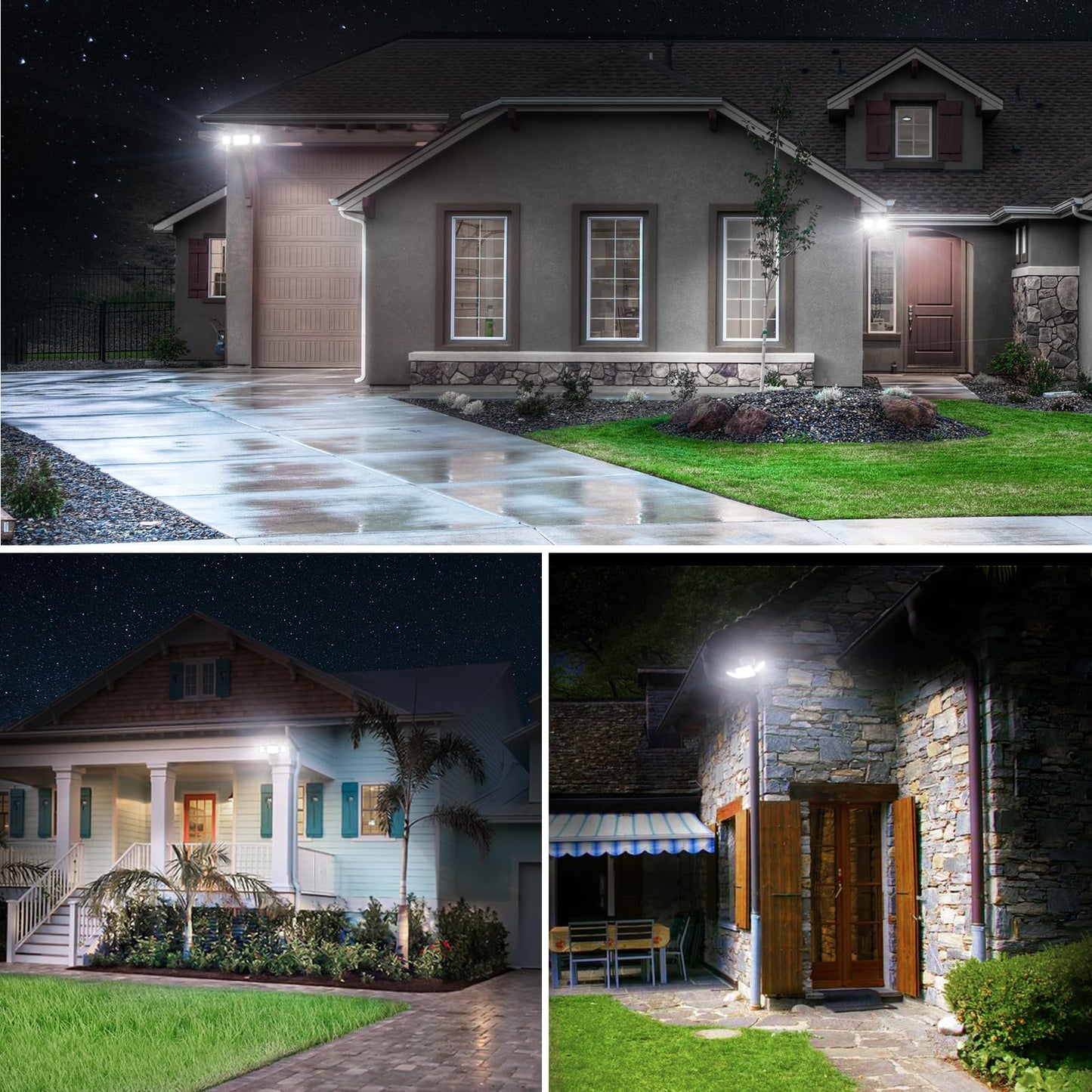 Olafus 60W Led Flood Lights 2 Pack, 6000Lm, Ip65 Waterproof, White, Model Bdb50-3 For Outdoor Security