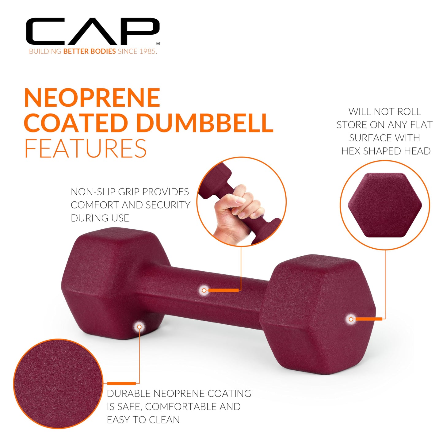 CAP Barbell Neoprene Dumbbell Weights, 8 lb Pair, Shamrock