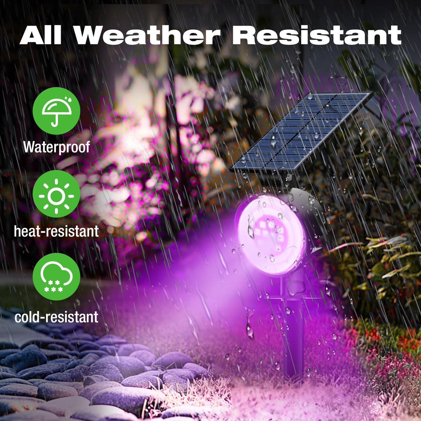 Nipify 2 Pack Solar Spot Lights Outdoor Waterproof  Solar Spotlight Light For Outside Yard Landscape Lighting Pathway Lights Wall Auto On/Off  Rgb