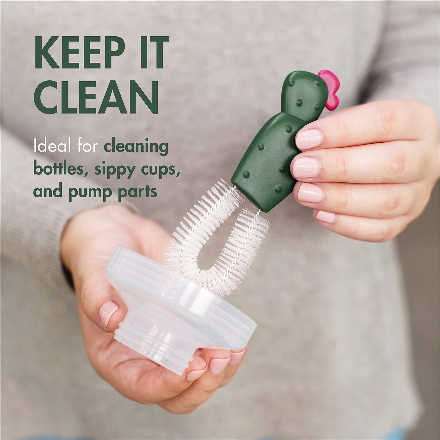 Boon Cacti Replacement Set - Bottle, Straw Brushes, Nipple, Detail - Non Toxic, Durable Nylon, Multicolor, 4 Count