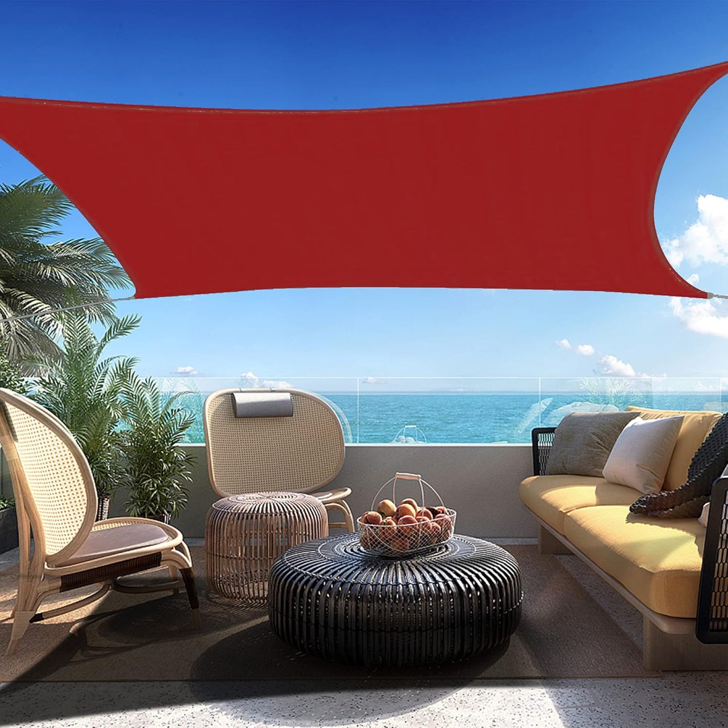 12' x 24' Red Rectangle Sun Shade Sail SSP1212 Canopy Durable Fabric UV Block Awning,We Make Custom Orders