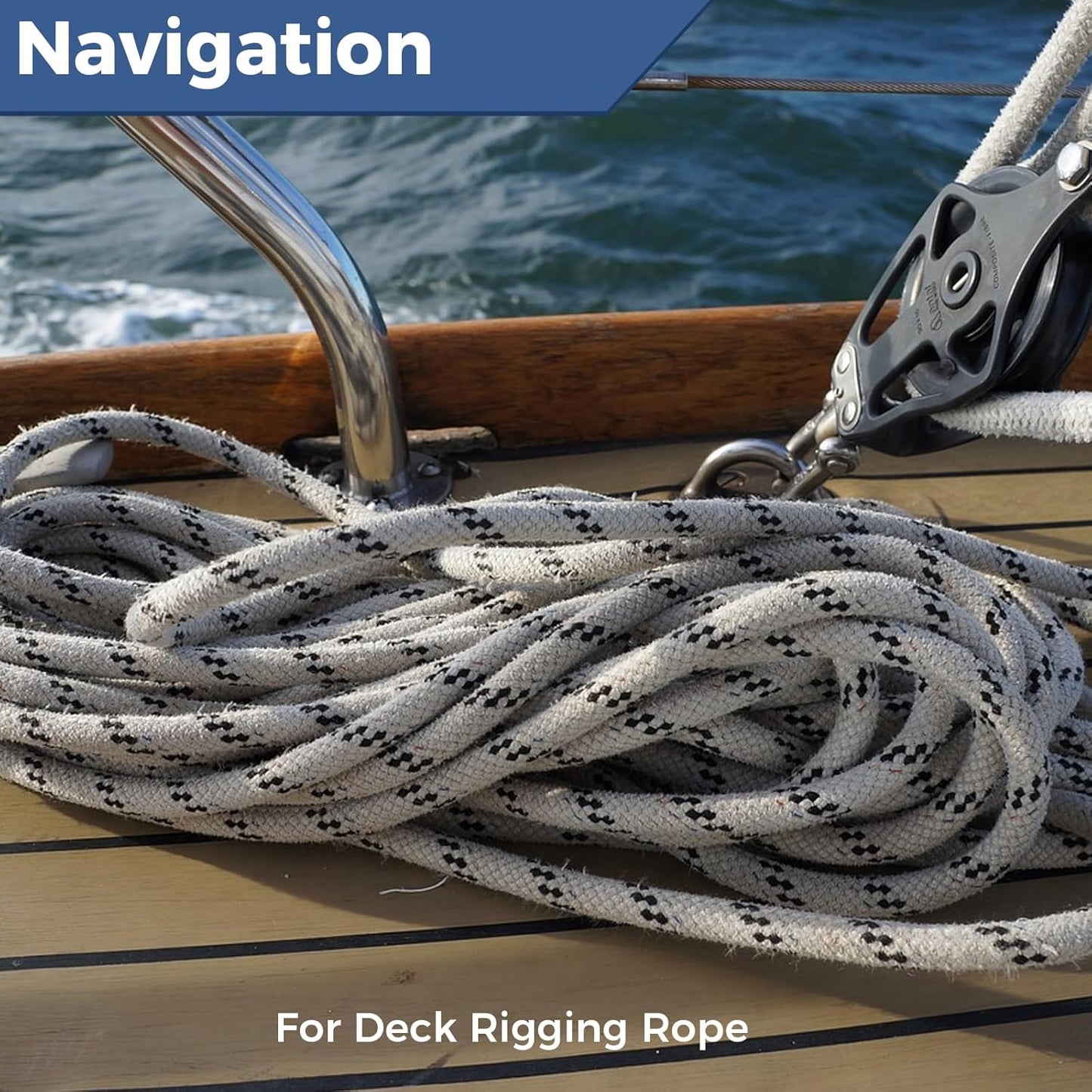 1/2 Inch 50ft Double Braided Polyester Arborist Rope, Heavy Duty Nylon Rope for Anchor, Tree Work, Cargo, Pulling, Sailing(White)