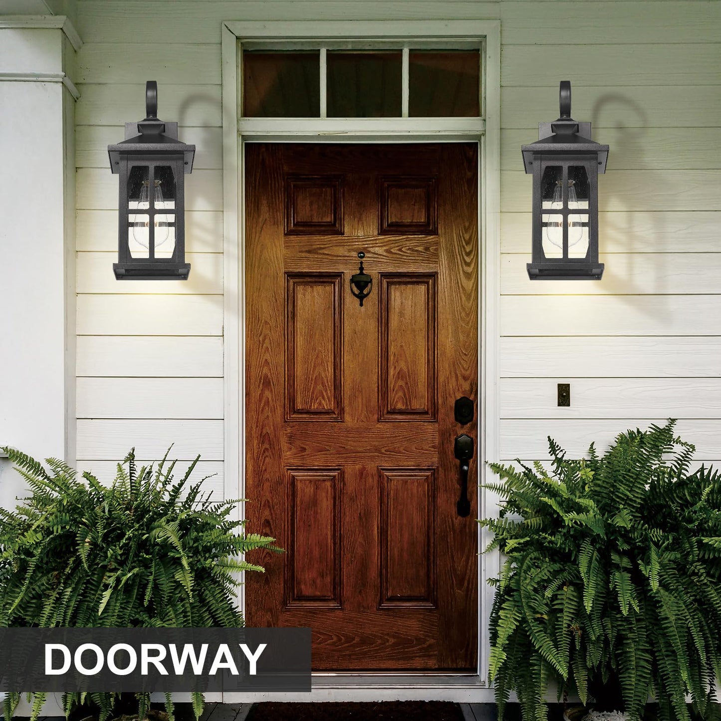 Darkaway Outdoor Light Fixtures Wall Mount  Outdoor Wall Lights Exterior Lighting Fixtures Waterproof Black Outside Wall Sconce With Seeded Glass For House Porch Hallway Garage Front Door