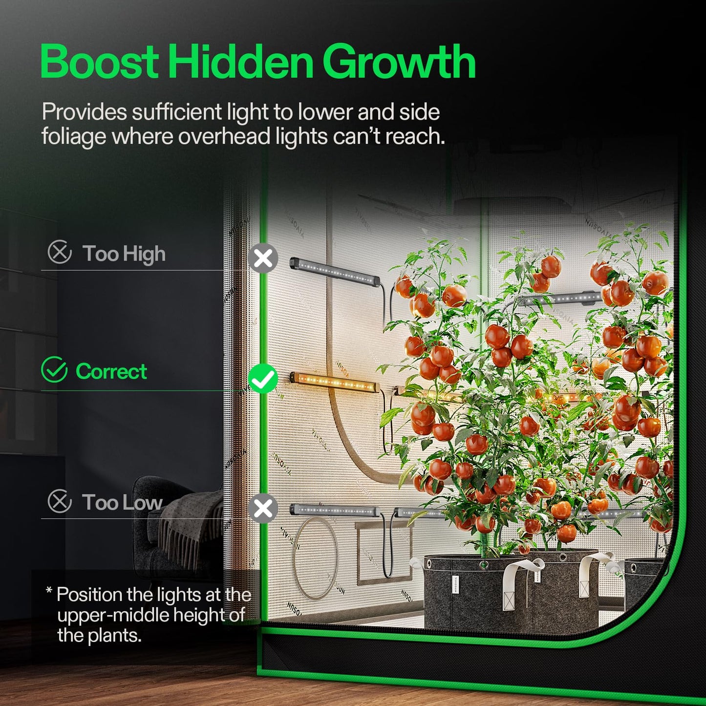 Vivosun Lumaray Led Grow Light Bars 16 (8-Bar)  Full Spectrum Side Lighting With 60% Red Light Up To 25% Yields For Grow Tents  Greenhouses  Magnet Reliability Upgraded  Sgs Compatible